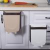 Folding Trash Can Kitchen Cabinet Door Hanging Waste Bin Wall Mounted Trashcan Space Saving Garbage Box for Bathroom Toilet Waste Storage(Size S/L)