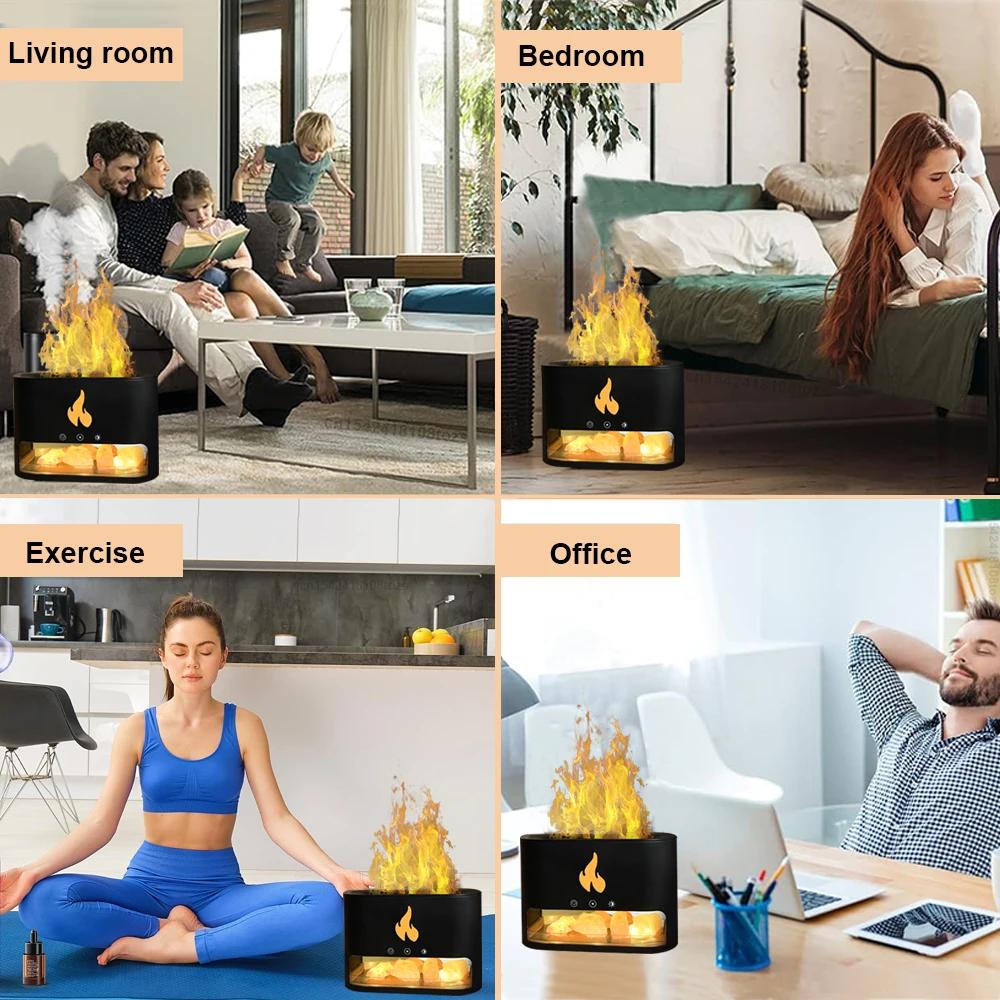 НОВЫЙ увлажнитель воздуха Flame Air, диффузор эфирных масел, ароматерапевтический туманообразователь USB, настольный светодиодный увлажнитель Fire Flame для офиса 2025