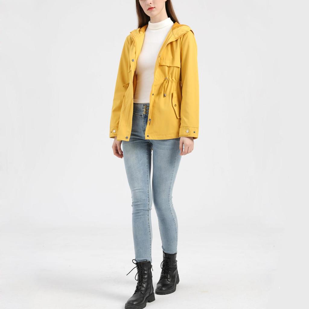 Женская водонепроницаемая куртка-тренч Для пешего туризма На открытом воздухе Ветровка Легкая классическая ветрозащитная с капюшоном Легкое непромокаемое пальто Тонкая верхняя одежда Дождевик