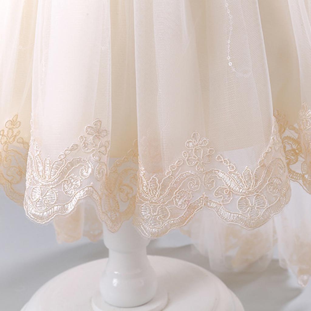 Детское модное однотонное платье принцессы с круглым вырезом среднего размера для девочек, пышное сетчатое платье