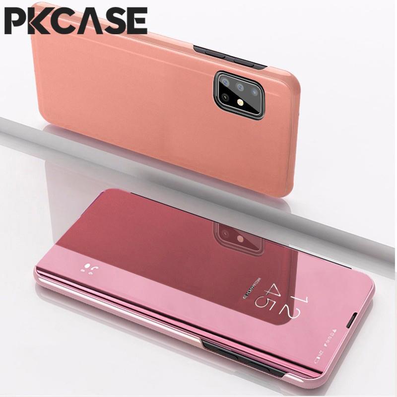 PKCASE Смарт-зеркало Флип-чехол для телефона для Samsung A05 A05S A15 A35 A25 A33 A34 5G Note 20 Ultra Ударопрочный Кожаный Чехол-подставка