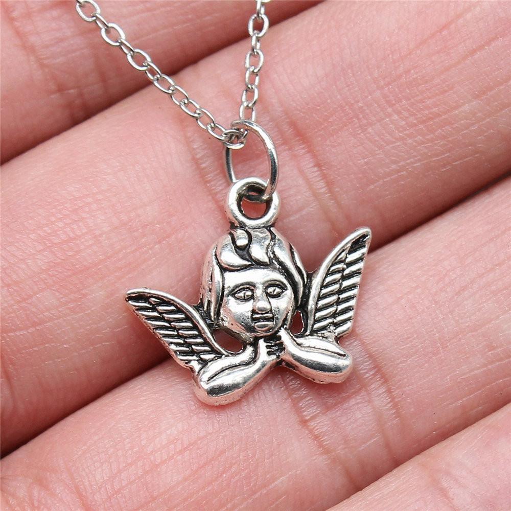 Ожерелье с крыльями ангела в форме персикового сердца, 40 см, короткая цепочка, украшения для девочек, День отца, кавайные материалы