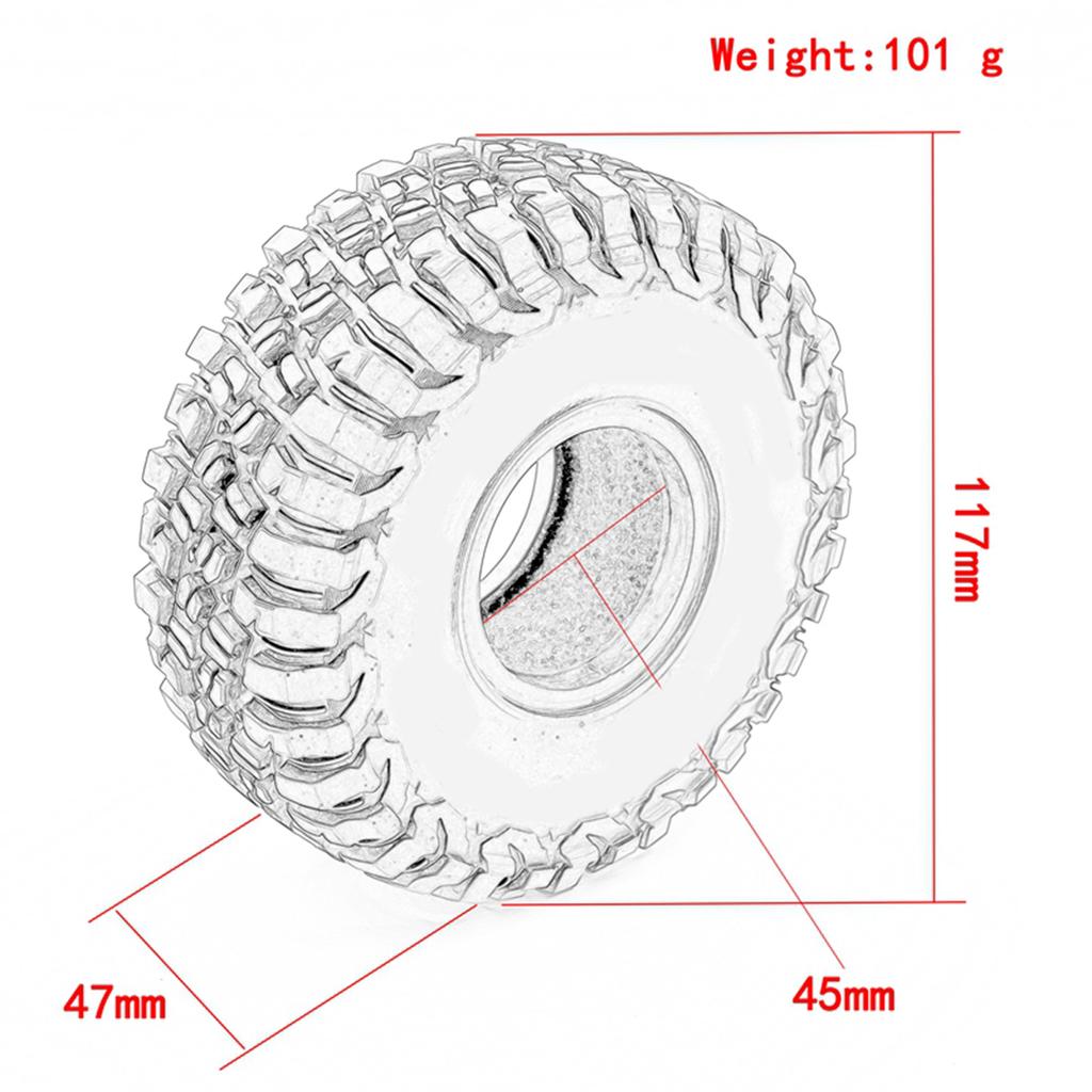 RC Crawler Rubber Tires RC Car Tires 4pcs Replacement for 1/10 al SCX10 90046 SCX10 III 03007 03003 RC Car