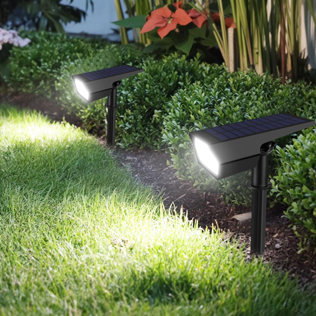 Dual Colors Adjustable LED Solar Spot Lights Waterproof Outdoor Solar Landscape Lights For Garden Yard Lawn Palm Trees Decor