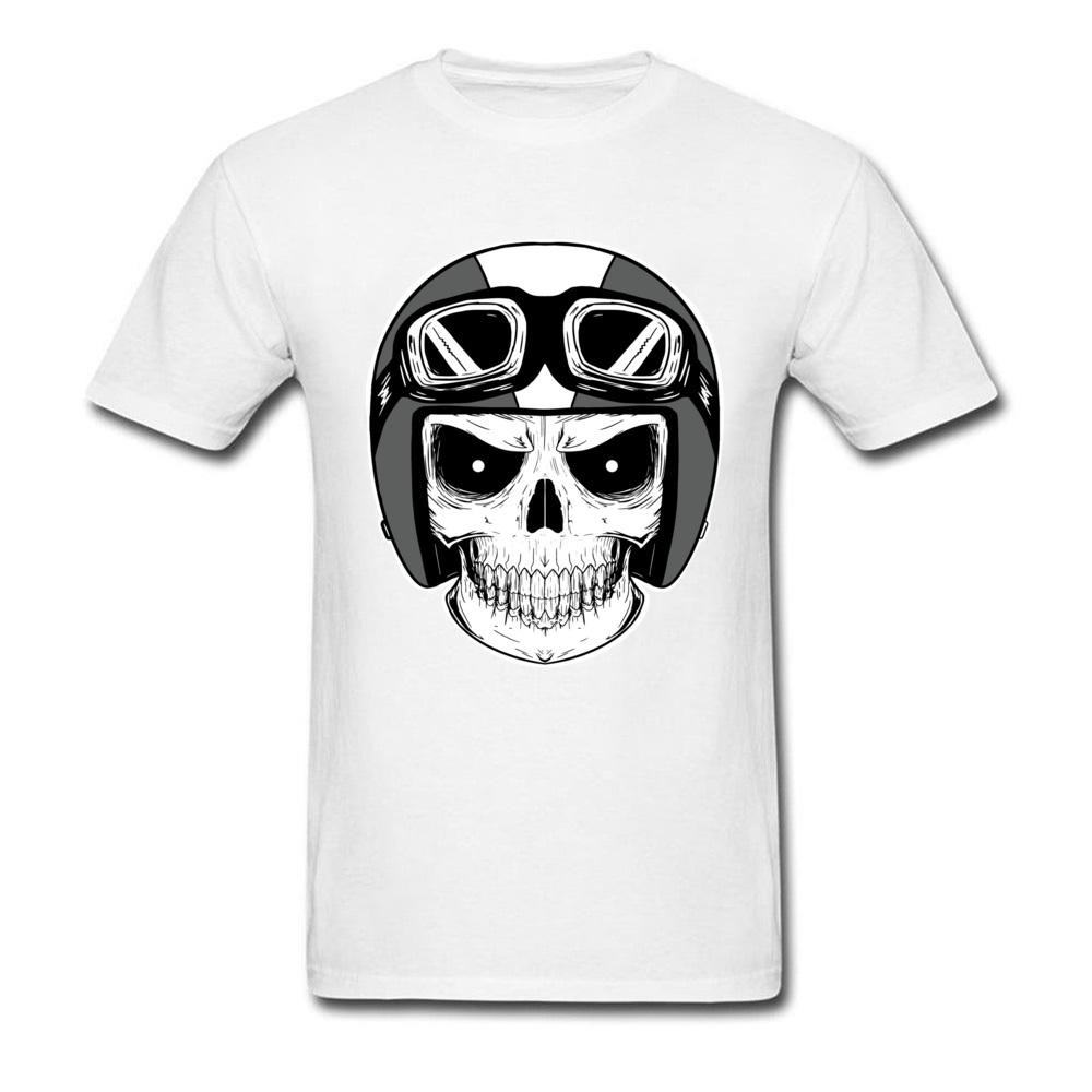 Moto Biker Tshirt Mens Tshirts Punk Skull Helmet T Shirt Funky Short Sleeve Tops  Tees O Neck All Cotton Clothes Faddish Black