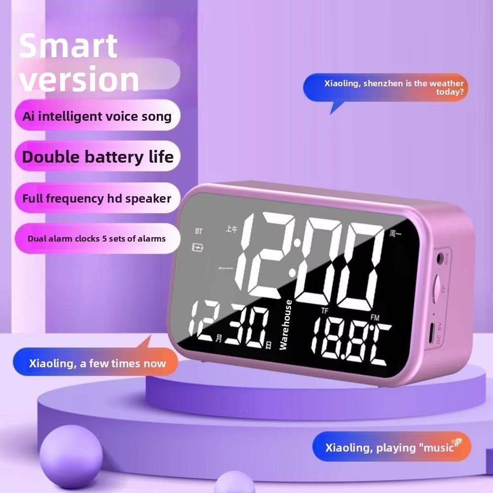 Large Mirror Alarm Clock Rechargeable Electronic Clock Smart LED Display Clock Travel