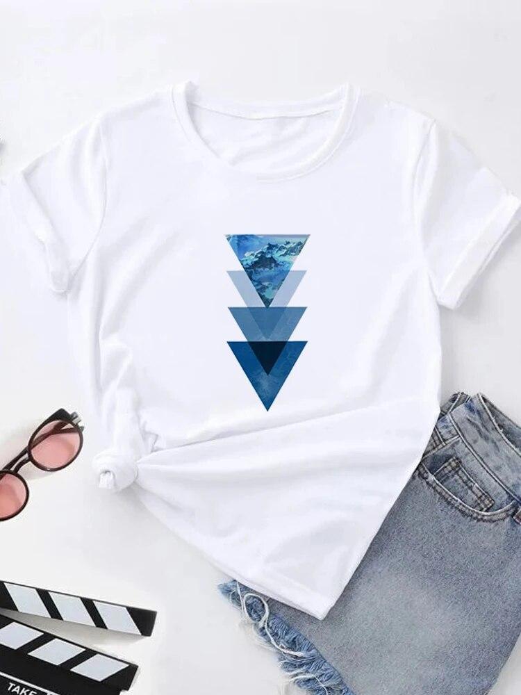 Футболка с летним принтом, женские футболки с рисунком Harajuku, корейская повседневная модная футболка с короткими рукавами Harajuku, белая футболка с круглым вырезом