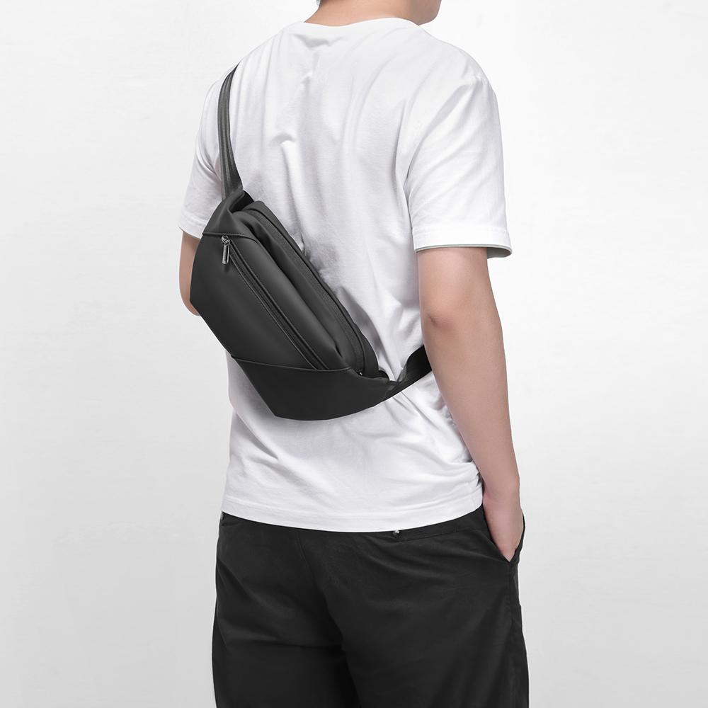 Мужская сумка через плечо Мужская поясная сумка Маленькая нагрудная сумка Сумка на одно плечо Водонепроницаемая сумка-мессенджер Спортивная сумка для бега на открытом воздухе Сумка для мобильного телефона Черная AP-38