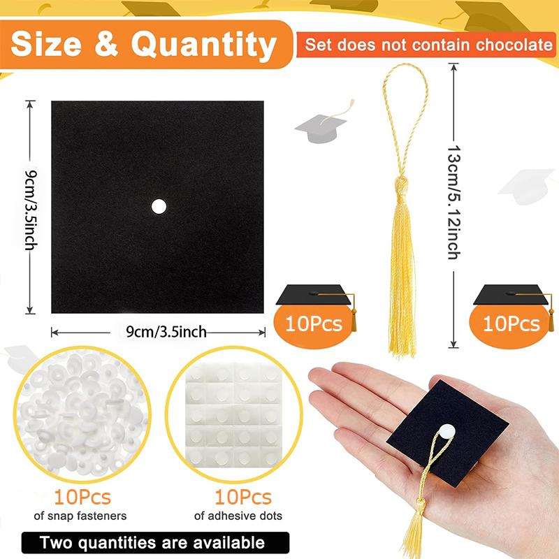 10 шт. бумажные украшения для торта и винных бутылок, мини-черные выпускные колпачки, украшения для выпускного вечера