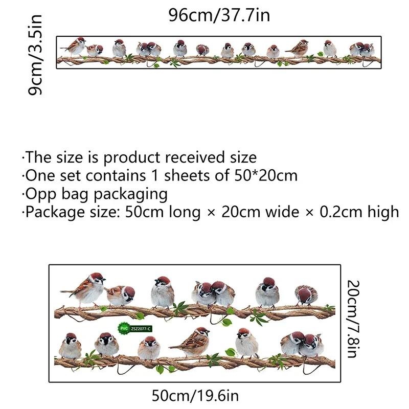 Наклейка на стену с изображением птиц из ротанга, съемные наклейки на стену в детской комнате, ряд птиц, стоящих на лозе, украшение для гостиной