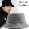 Winter Wool Bucket Hat for Men Women Warm Unsex Fisherman Hat Big Brim Fashion Designer Solid Color Big Brim Face Smaller