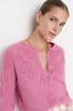 Женский элегантный кардиган розовый мягкий фактурный ажурный ажурный трикотажный кардиган