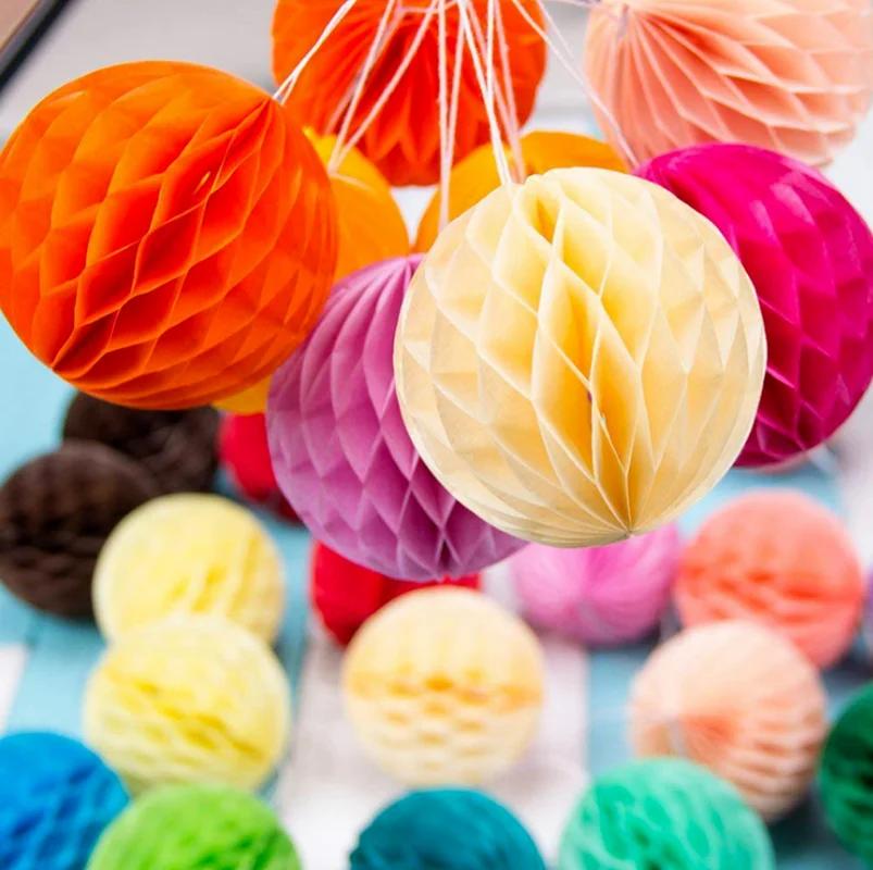 Multicolor 10inch Paper Honeycomb Tissue Flower Balls Lantern Birthday Party Wedding Baby Shower Decorations Christmas Supplies