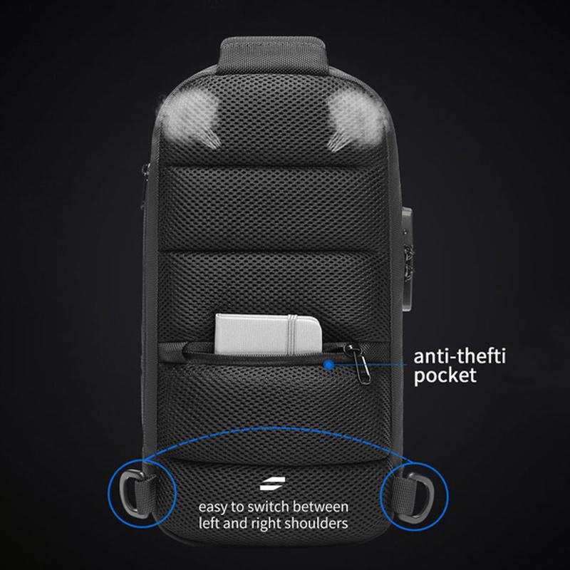Мужская водонепроницаемая сумка-кроссбоди из Оксфорда, противокражная сумка-слинг, многофункциональная нагрудная сумка, дорожная наплечная сумка с портом для зарядки USB KTY