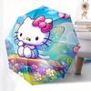 Hello Kitty,Fantasy Garden Automatic Folding Umbrella-Simple 8-Rib Design, Bright Cartoon Pattern, Durable Iron Frame, Suitable For Travel,