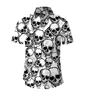 Vintage Men's Shirt Hip Hop Skull Pattern Short Sleeve Oversized Top Casual Hawaiian Men's Clothing Collar Button