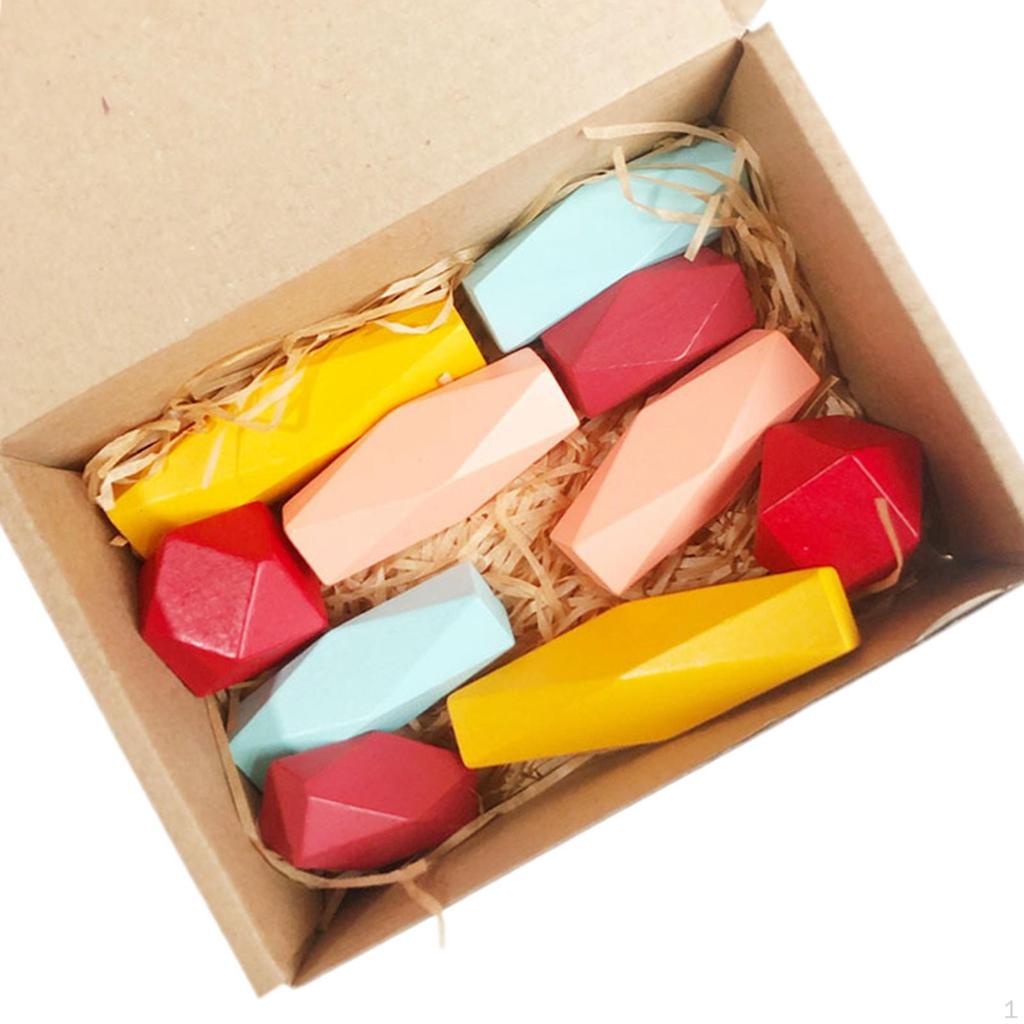 Деревянные сортировочные штабелирующие камни Красочные строительные блоки Мелкая моторика Игрушки Монтессори