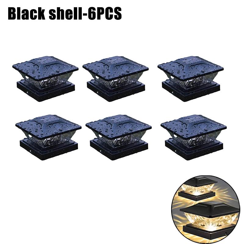 Новый светодиодный светильник на солнечной батарее для квадратного забора, белый теплый светильник, наружное освещение, водонепроницаемый столб IP65, наружный солнечный светильник для сада