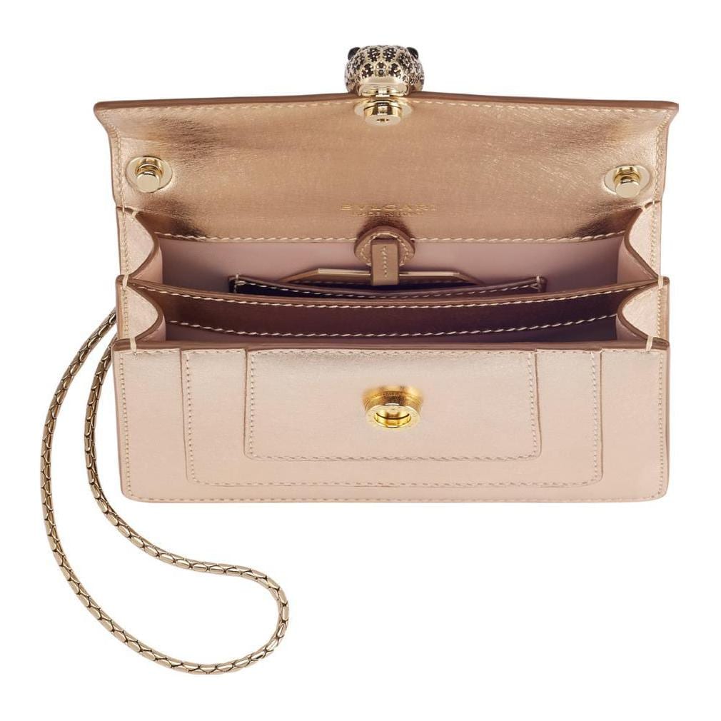BVLGARI Serpenti Forever Series Calfskin Crossbody Bag, Shoulder Bag Women's Light Gold 293214