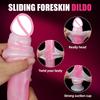 Реалистичный пенис со сдвигающейся крайней плотью, дилдо, сексуальные игрушки для взрослых, стимулятор клитора для женской вагины, член, женский стимулятор точки G, мастурбатор, массажер