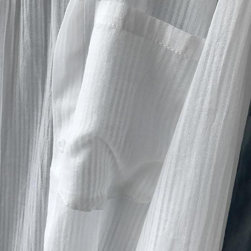 Женская белая блузка солнцезащитная одежда летняя рубашка средней длины повседневный топ свободный кардиган тонкое пальто новая мода