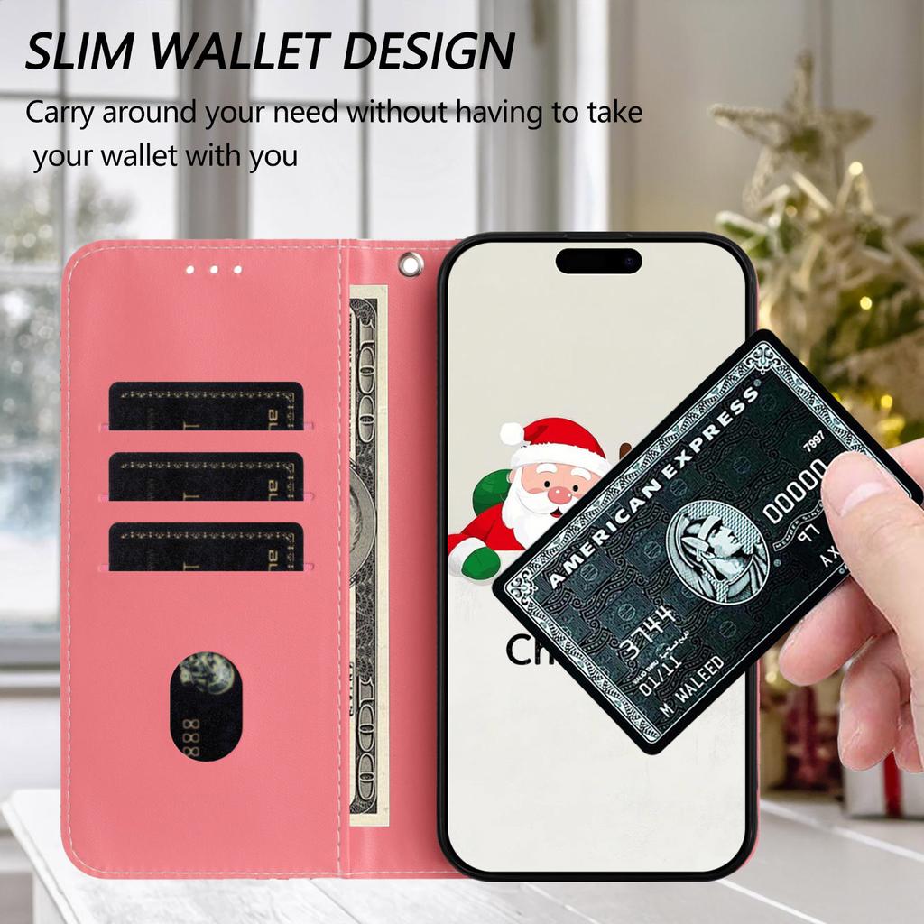 Christmas Marble Leather Case Samsung Galaxy A17 A26 A36 A56 A16 A06 A56 A15 A71 A51 A81 A91 A13 A04S Phone Wallet Flip Cover Card Holder Stand Bags