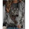 Kawaii Cat Women's T-Shirt 3D Print Casual Long Sleeve Tees Oversized Harajuku T-Shirt Clothing Daily Blouse Female Loose Tops