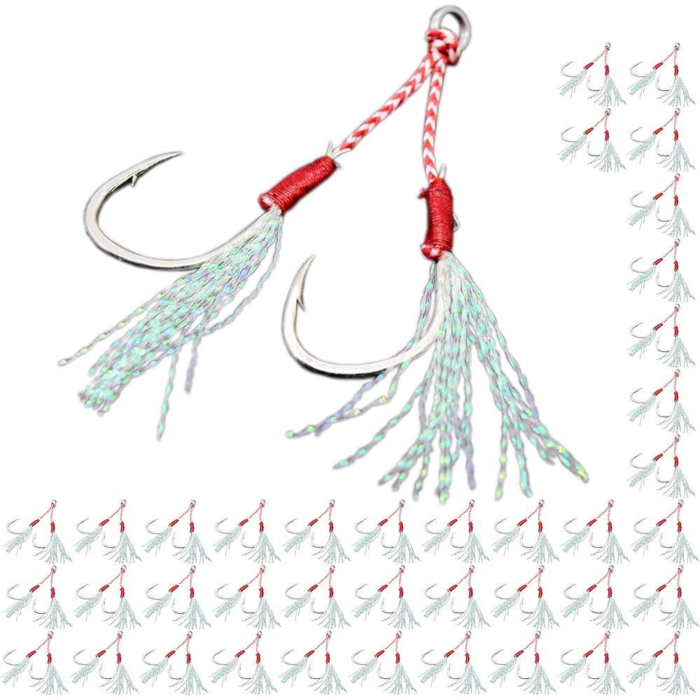 Nullie Double Assist Hook Tinsel Jigging 1.5cm Hook Width 40 Sets 80 Pieces