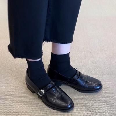 Стиль~ Ретро минималистичный стиль круглый носок флис маленькие кожаные туфли женские ремешок Мэри Джейн одинарные туфли толстый каблук