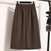 2024 Осень Зима Плюс Размер Длинные Женские Юбки Однотонные А-силуэта Большие Размеры Женские Элегантные Юбки С Высокой Талией И Разрезом