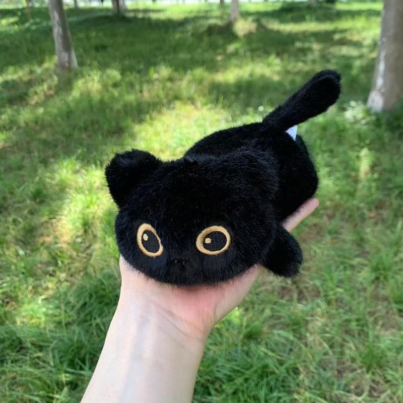 Kawaii Black Cat Plush Toys Cute Squishy Grey Cat Doll Stuffed Animals Plushies Small Pendant Birthday Christmas Gift Bag Decor