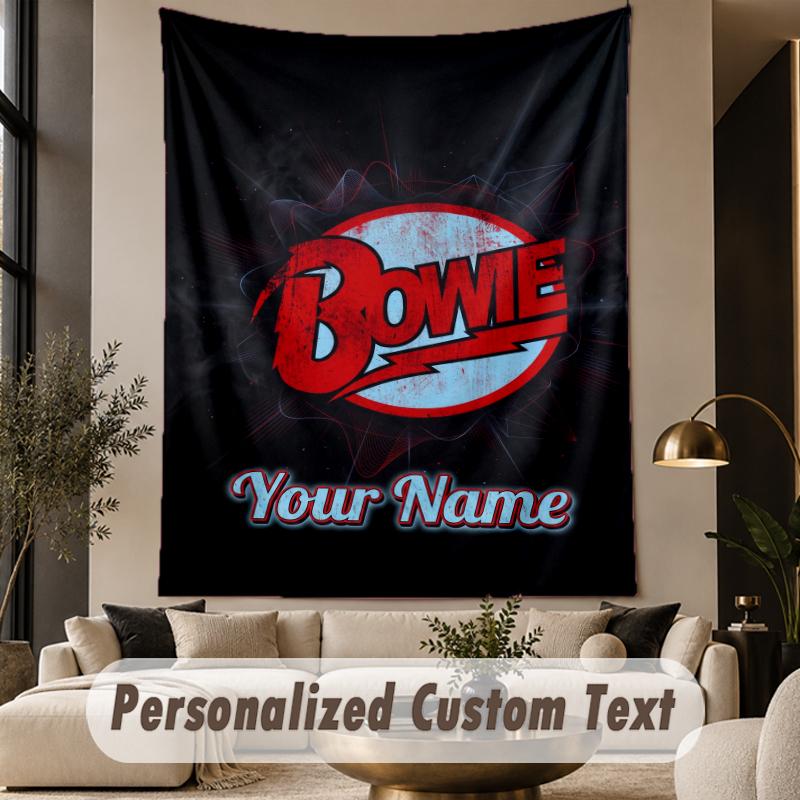 Custom Text Tapestry David Bowie Print Wall Tapestry Indoor Living Room Wall Decor