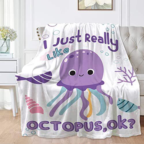 Cartoon Octopus Flannel Blanket Living Room Bedroom Decorative Blanket Lunch Break Blanket Blanket