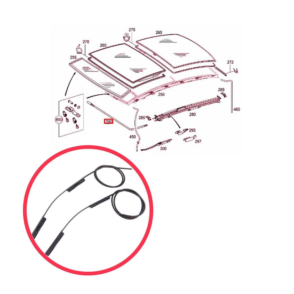 BROSS BSR559 Panoramic Roof Roller Pull Repair Bowden Cables Left and Right A2117800121 for Mercedes BENZ E-Class W211 S211