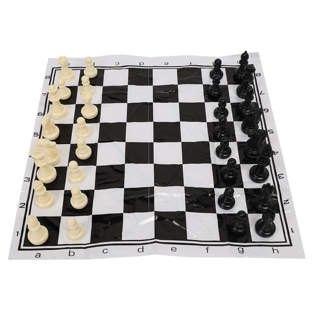 Portable Plastic International Chess Medieval Entertainment Board Game Set Black & White