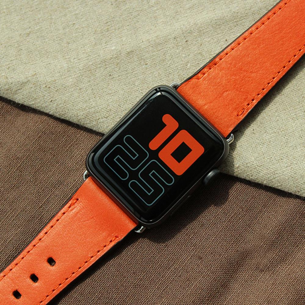 Матовый ремешок для Apple Watch из итальянской натуральной кожи Matteu (оранжевый) S97317