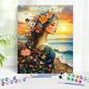 1pc Painting By Numbers Flower Braided Girl Unique Diy Gift For Home Decor Handpainted Art For Living Room 40x50cm/16x20inch Without Frame