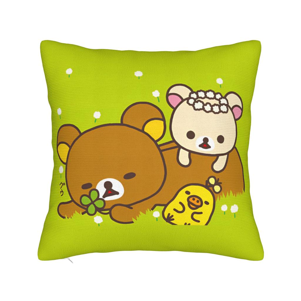Мультяшная наволочка для подушки Rilakkuma Мультяшный медведь Полиэстер Подушка-плед Забавная наволочка