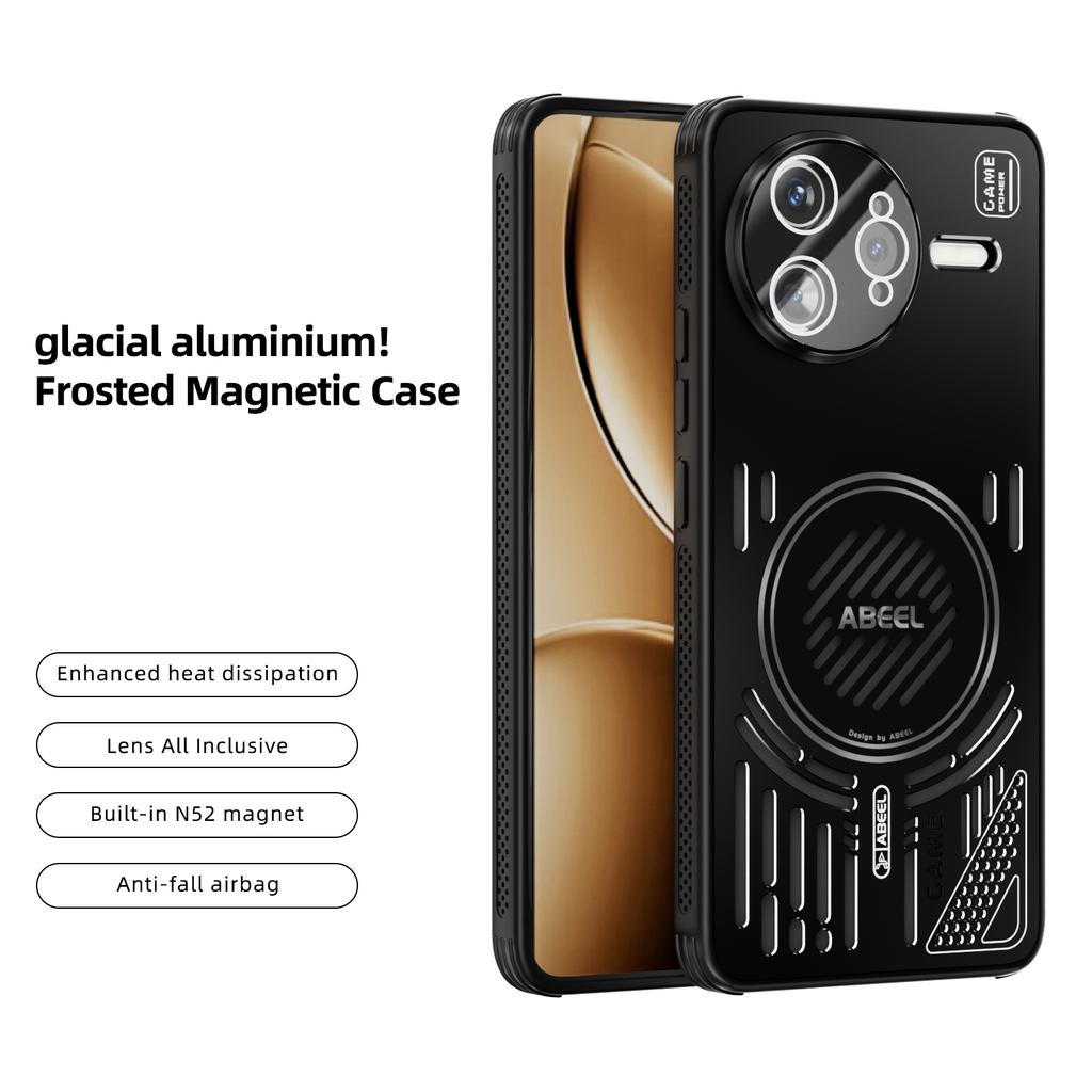 ABEEL Для Xiaomi Redmi K80 Pro 5G/Poco F7 Ultra 5G Магнитный чехол Сплав алюминия+ПК+ТПУ Полый чехол для телефона с теплоотводом