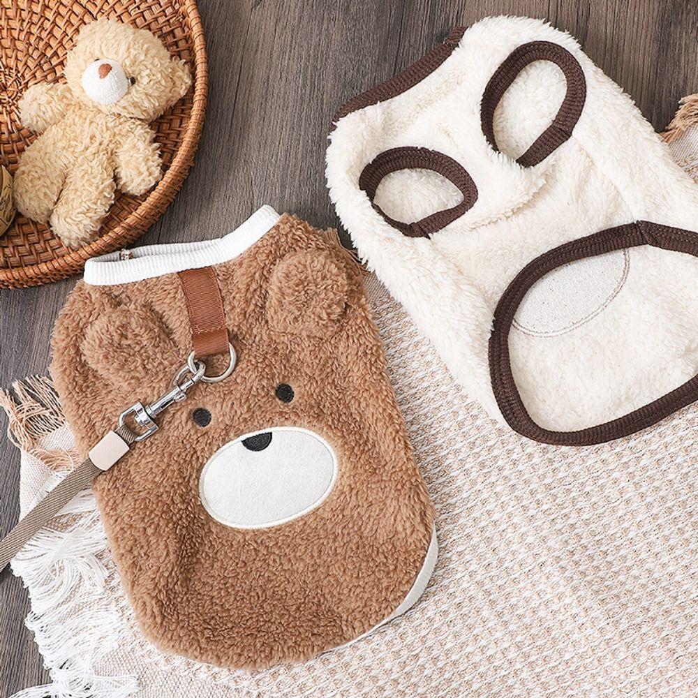 Dog Apparel Bear Pattern Winter Puppy Clothes Warm Sleeveless Dog Vest Comfortable Thickened Puppy Sweatshirt Cold Weather