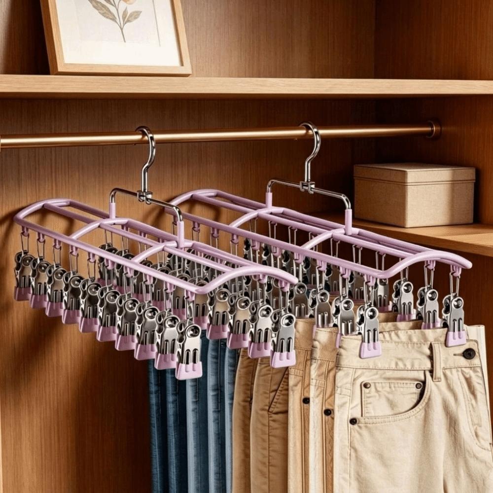Stainless Steel 20 Clips Sock Drying Rack Non-slip Unmarked Underwear Drying Rack  Indoor