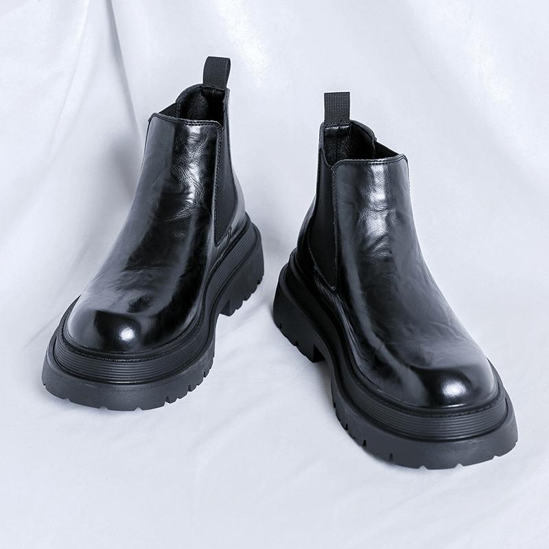 Мужские ботинки Chelsea 2024 года, высококачественные мужские ботинки Slip On, зимние, с круглым носком, на короткой платформе, водонепроницаемые, модные ботинки