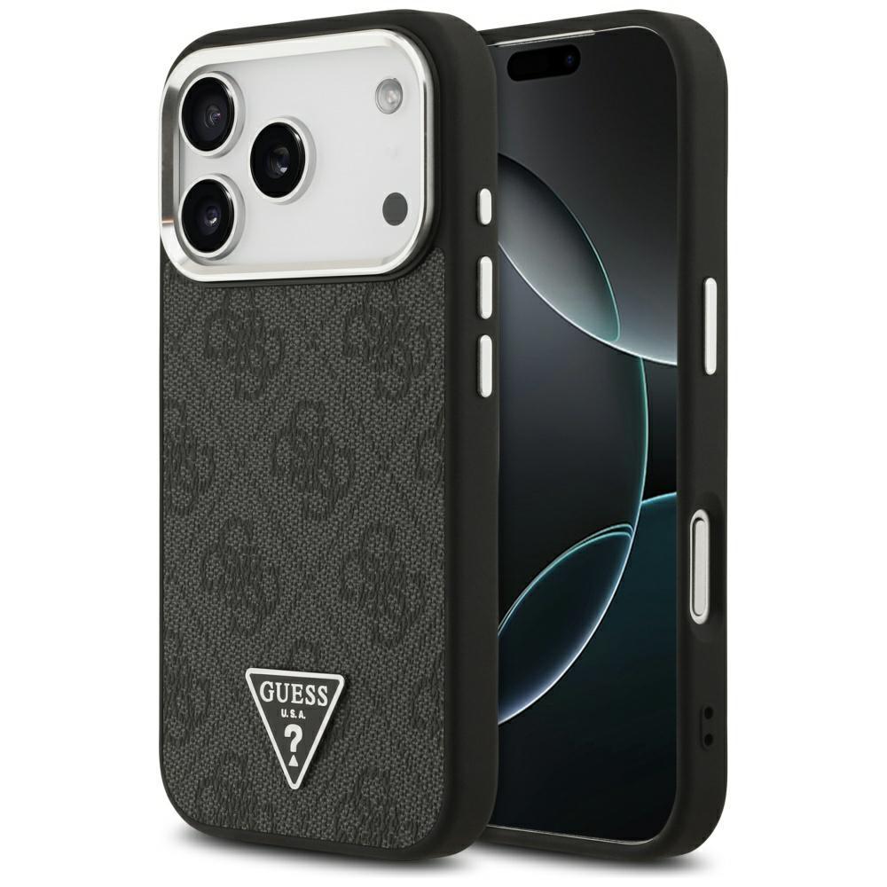Guess 4G Triangle Logo MagSafe case for iPhone 17 Pro black silver
