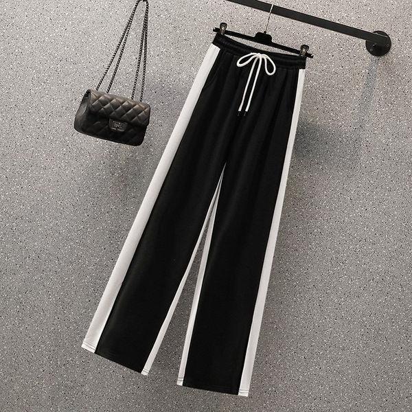 Осенняя рубашка с длинными рукавами и воротником-поло, повседневные широкие брюки в стиле пэчворк, комплект из двух предметов для женщин