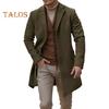 Men Woolen Coat Lapel Long Sleeve Single-Breasted Solid Color Mid-length Coat Autumn Winter Warm Outwear