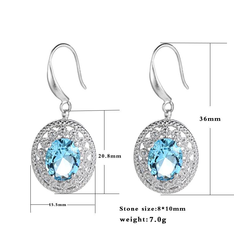 Exquisite Sea Blue Zircon Topaz Dangle Earrings for Women