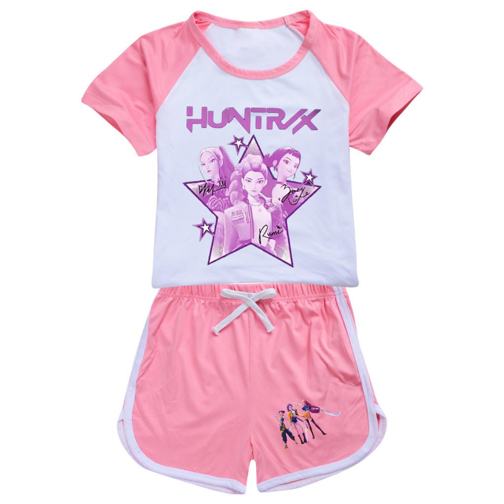 5034 Детский Девочки POP Rumi Zoey Mira Принт Футболка Шорты Спорт Спортивный костюм Комплект одежды