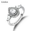 Lindon Classic Copper Alloy Zircon Ring Ladies Jewelry Wedding Promise Party Gift
