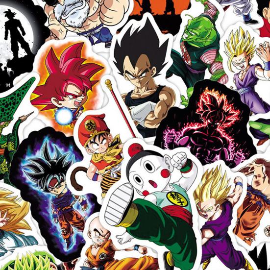 50 шт., наклейки Dragon Ball, устойчивые к выцветанию, водонепроницаемые наклейки с героями мультфильмов для детей, игрушки, ноутбук, скейтборд