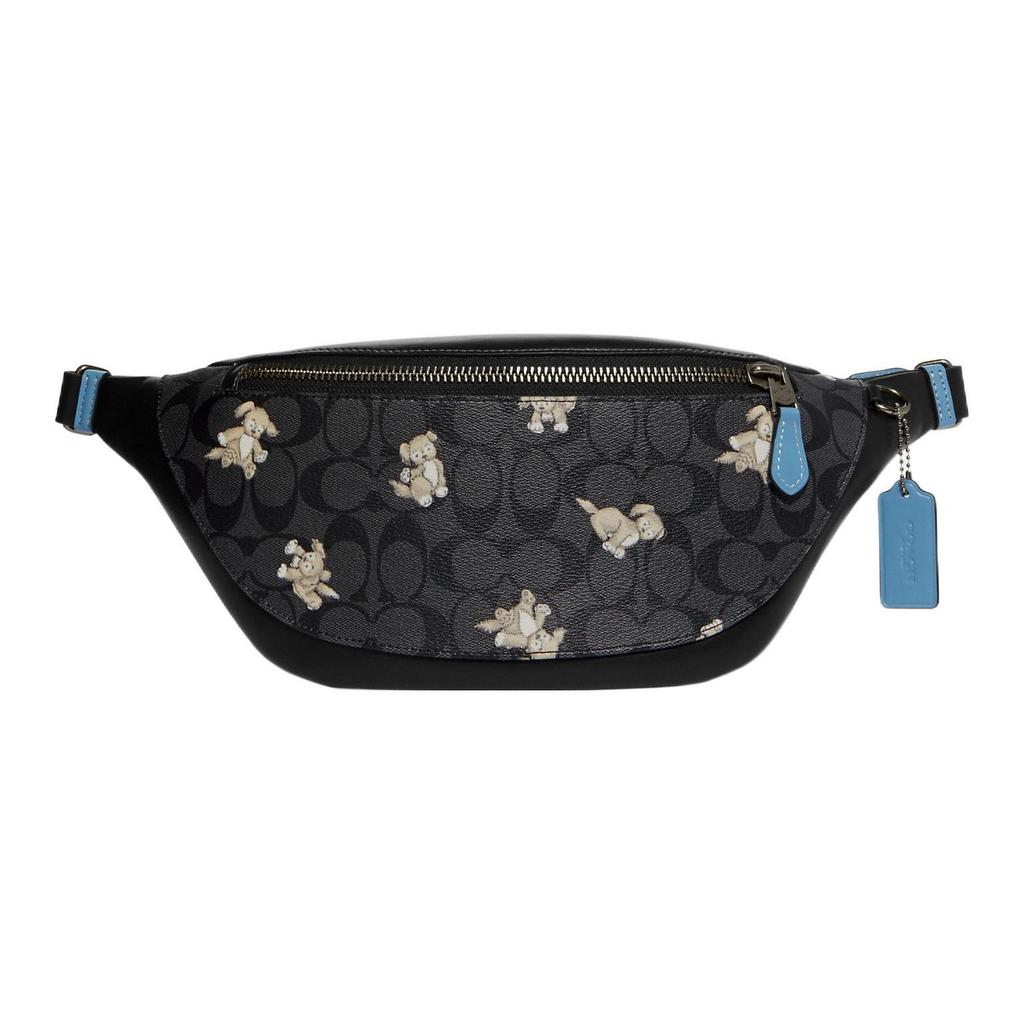 Coach Warren 33 Animal Badge Series Dog Print Zipper Closure Signature Coated Canvas And Fine Calfskin Shoulder Bag Waist Bag Large CC123-QBA5F